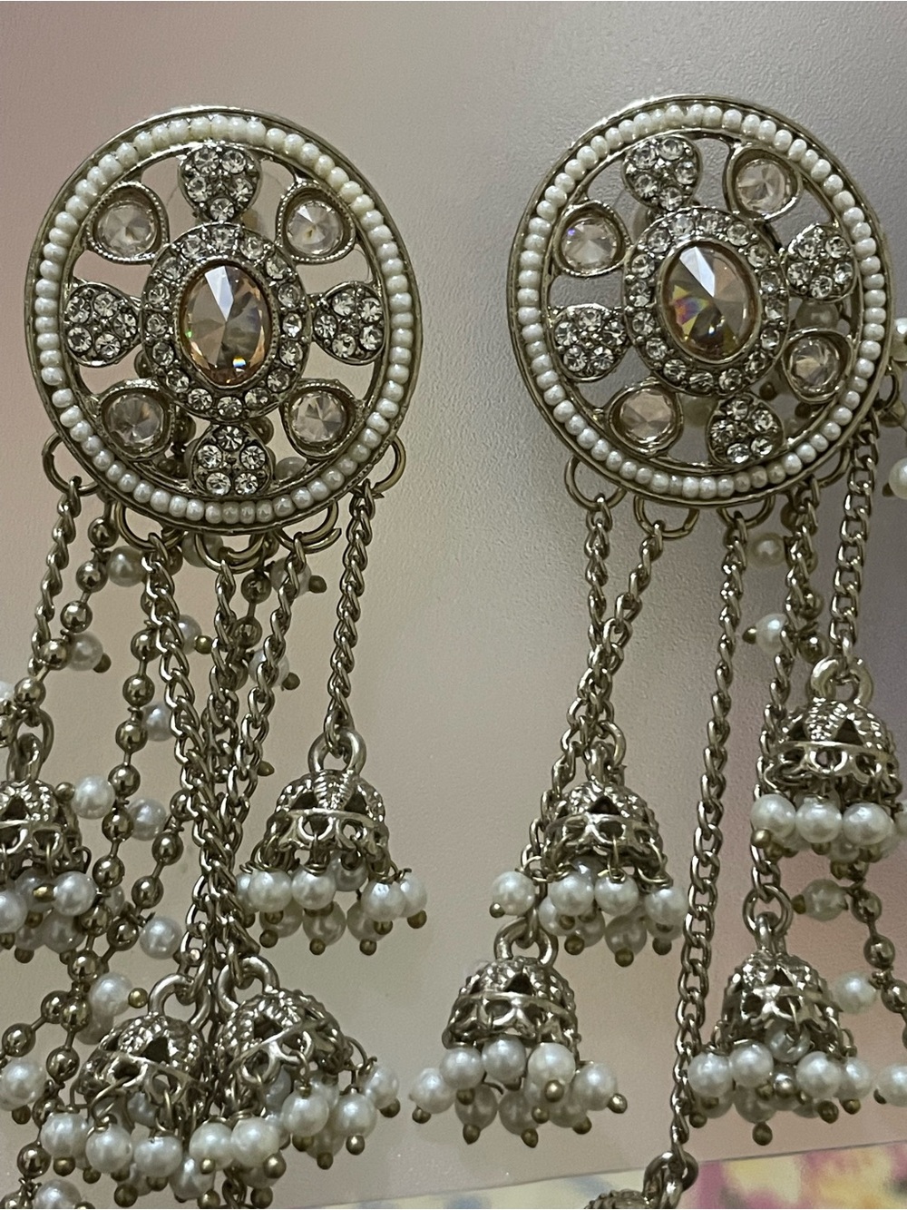 Pearl and Crystal Tassel Drop Sahara Earrings